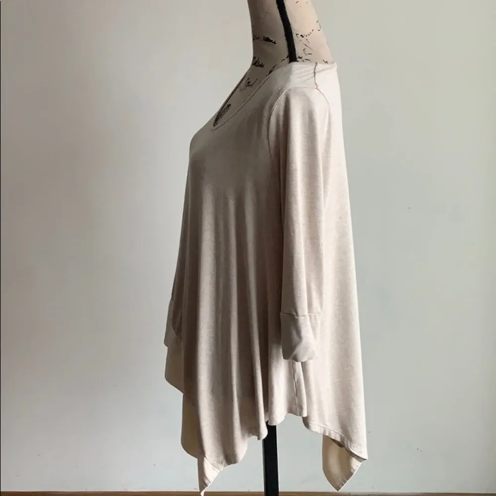 Soft Surroundings Silk Trim Asymmetrical Beige Tunic Size Medium Petite - Image 7