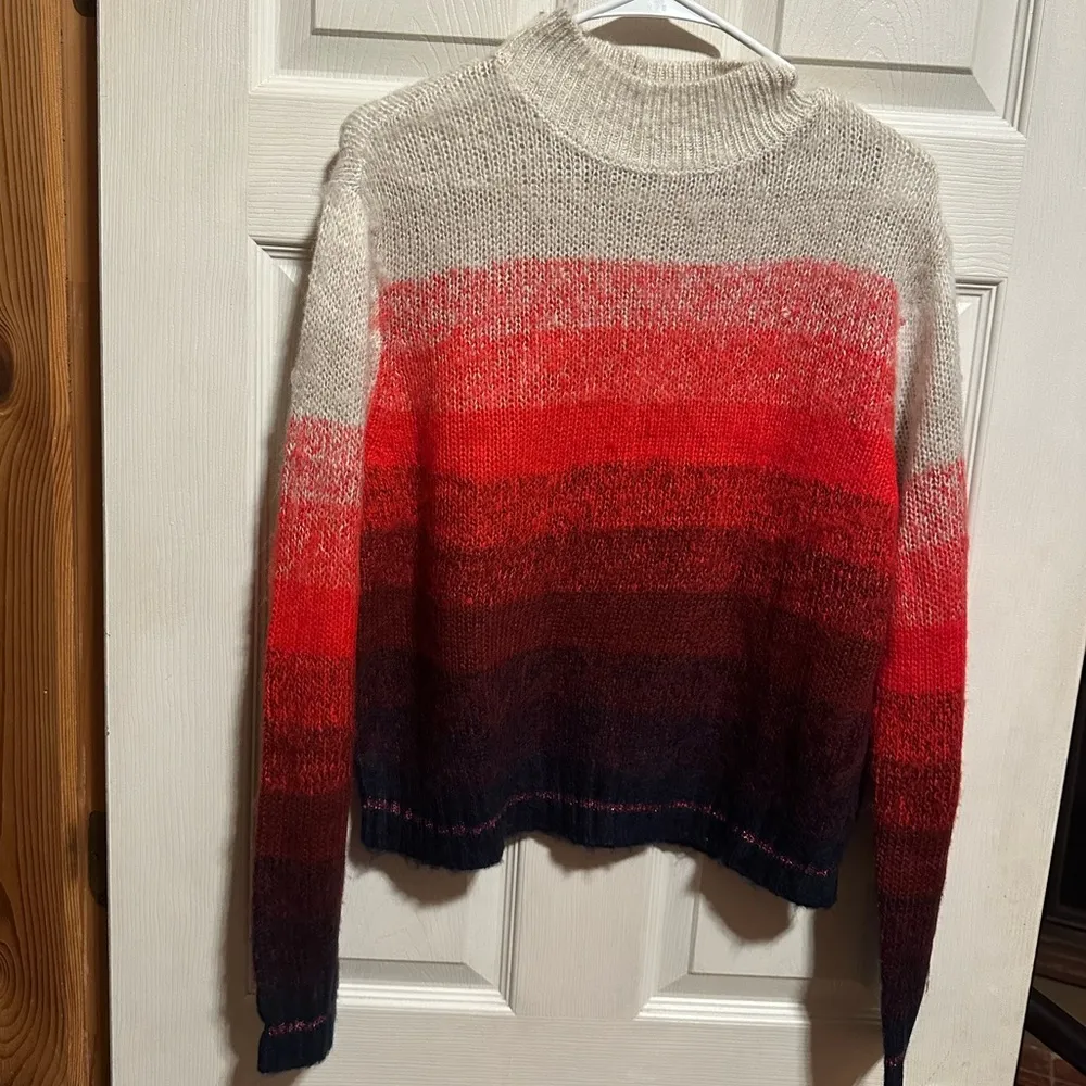 American Eagle NWT Women Red Boxy Striped Sweater, red shades and beige 21”P2P - Image 9