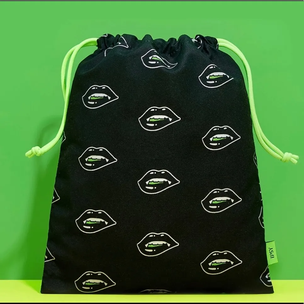 IPSY Fangs Out Glam Cosmetic Drawstring Pouch Bag Black - Image 4