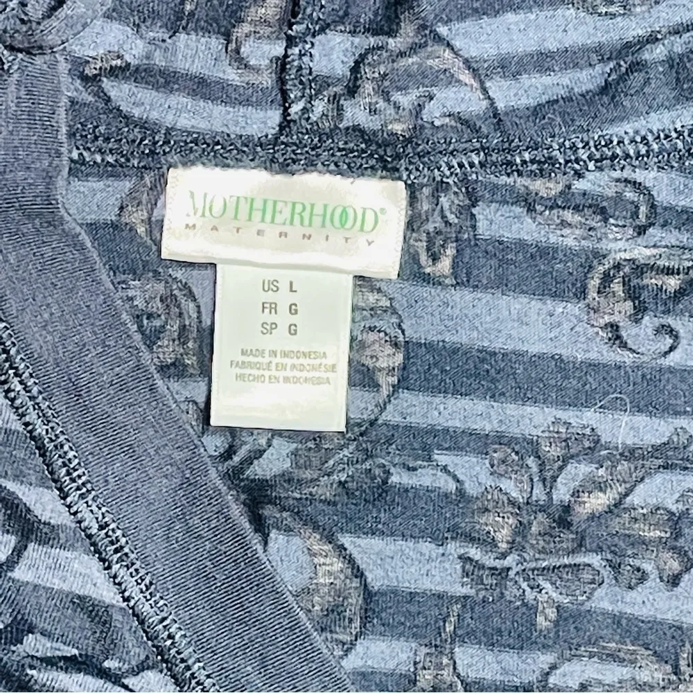 Motherhood Maternity‎ Blue Long Sleeve burnout Print Lightweight Hoodie Z192 - Image 2