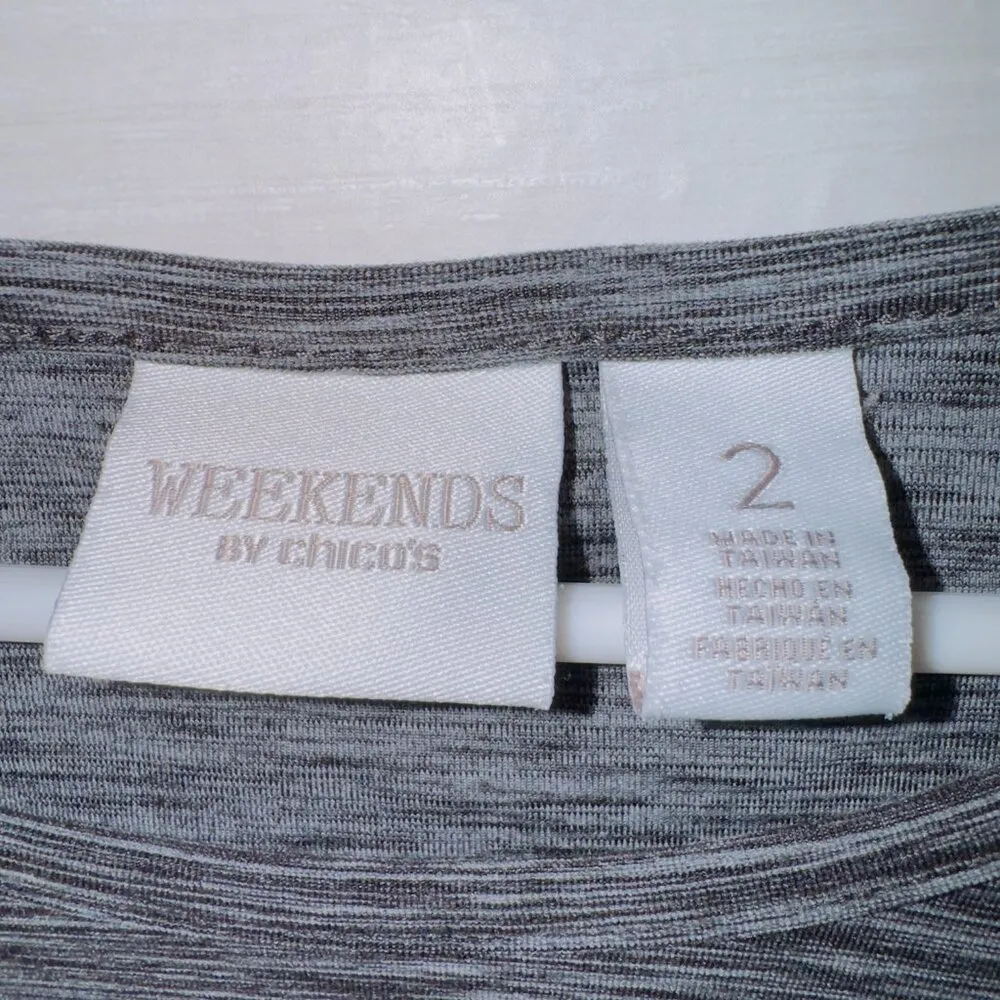 Chico's Women's Gray Short Sleeve Crew Neck Casual Athletic T-shirt size large - Image 3