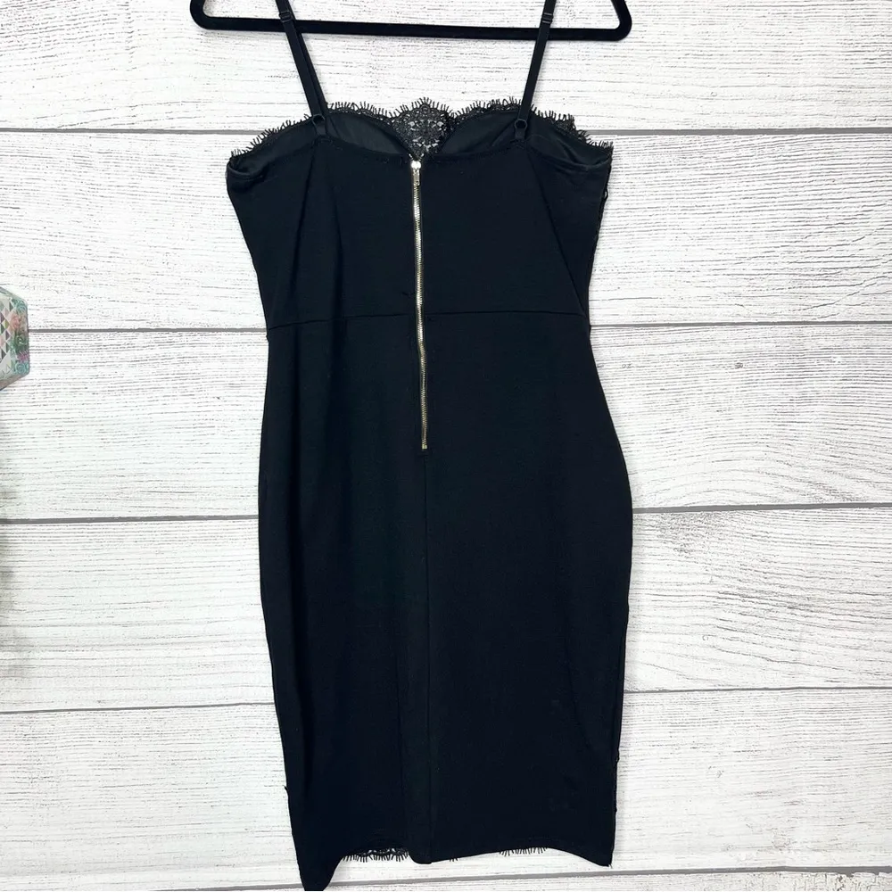 Haute Monde Black Bodycon Cocktail Dress Embroidered Lace Appliqué Size Large - Image 11