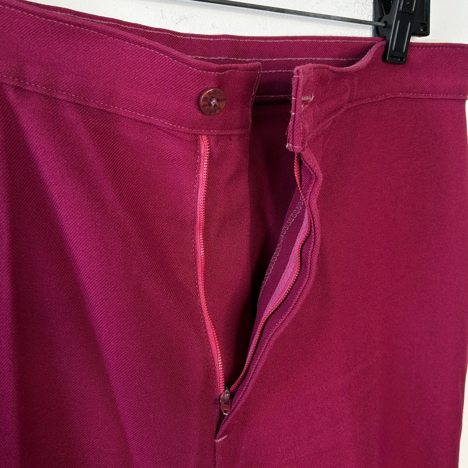 LEVIS Vintage 70s Fuchsia Pants Womens 18 Khaki Trousers Retro Academia Twee - Image 5