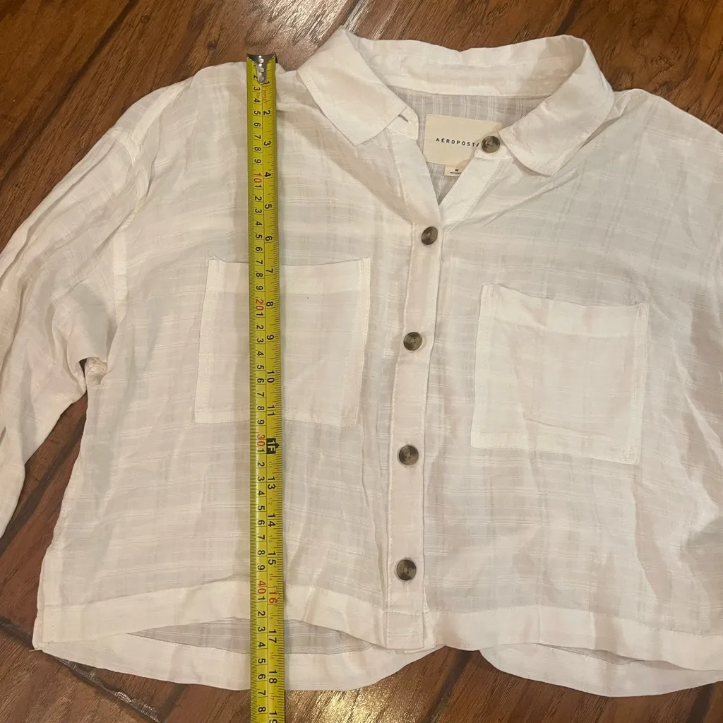 Women's Off White Button-Up Top Aeropostale woman’s medium EUC - Image 3