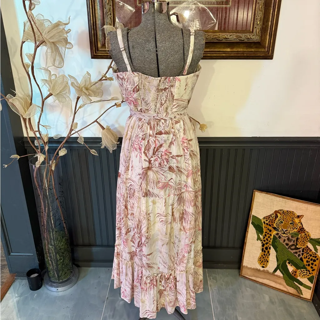 Anthropologie Adriana Floral High Low Flounced Midi Dress Size 16 💚🍄 - Image 6