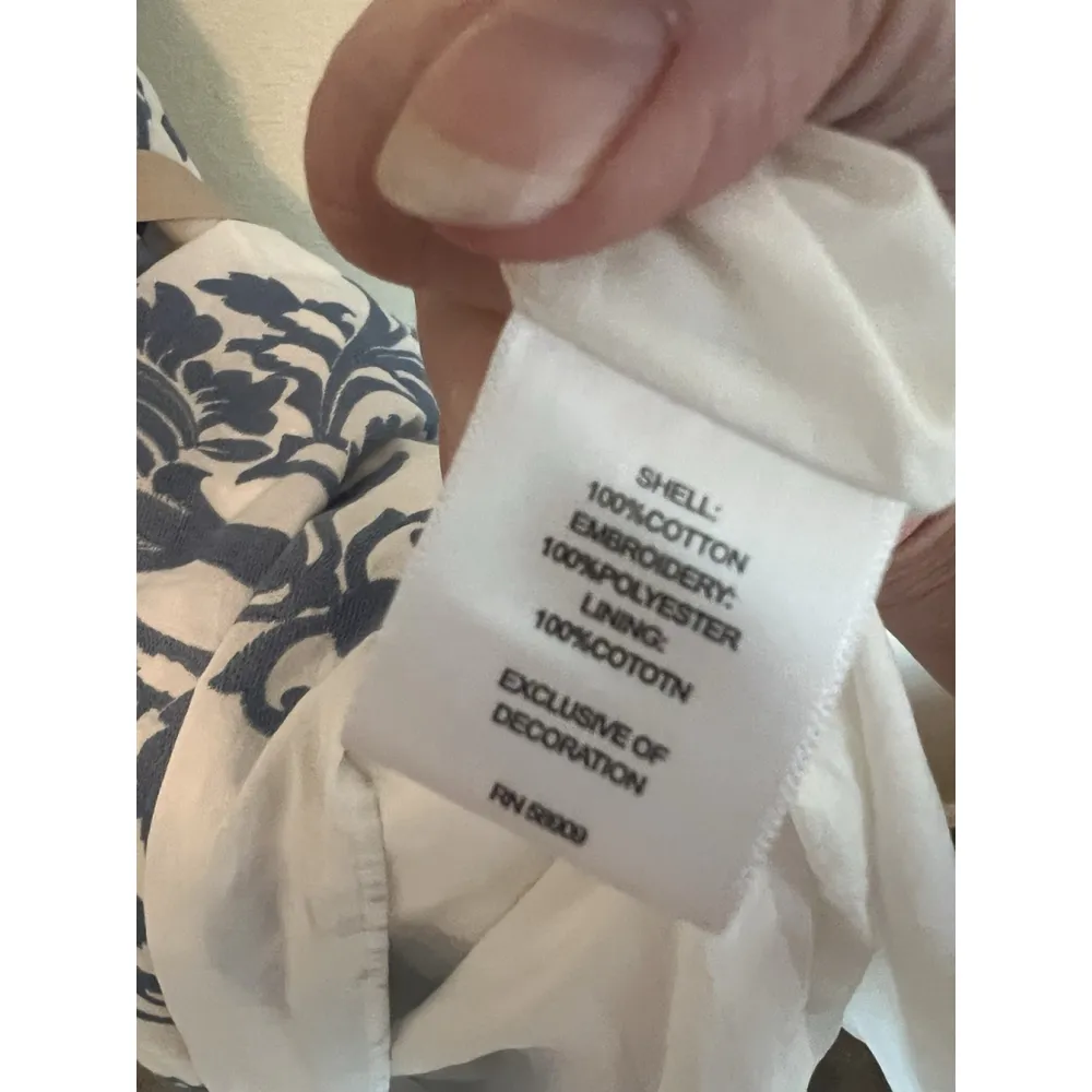 A Loves A Coastal Wrap Corset Dress Womens Size L Blue White Embroidered Floral - Image 9