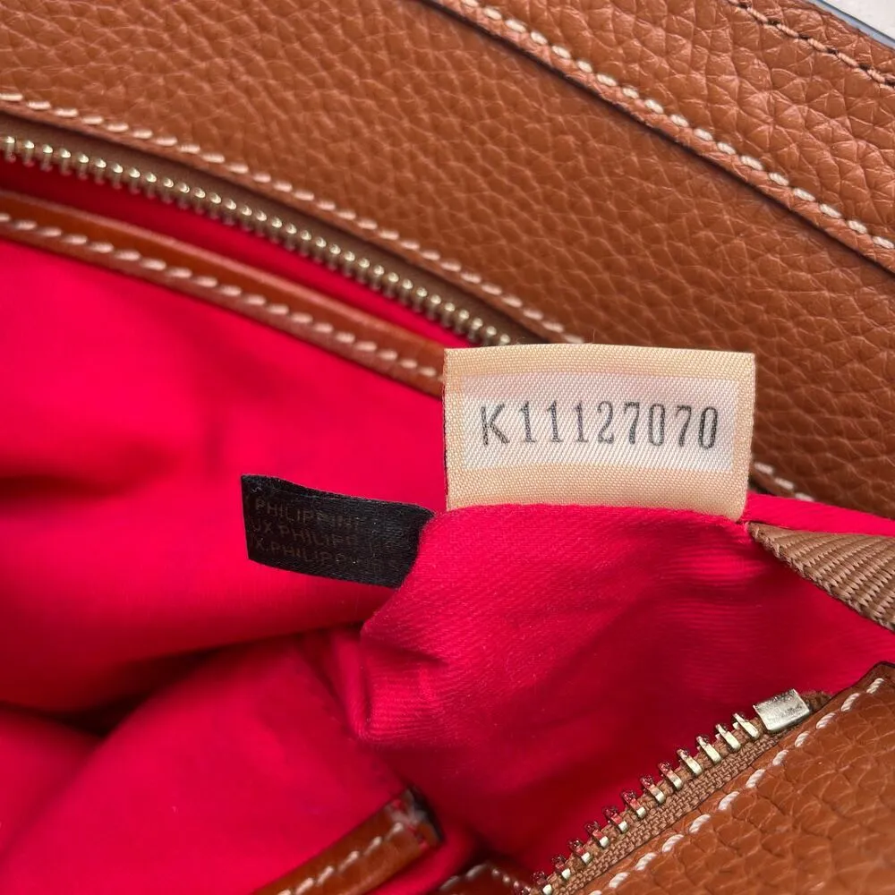 Dooney & Bourke Leather Brown Shoulder Bag Tote Classic Red Interior Purse - Image 8