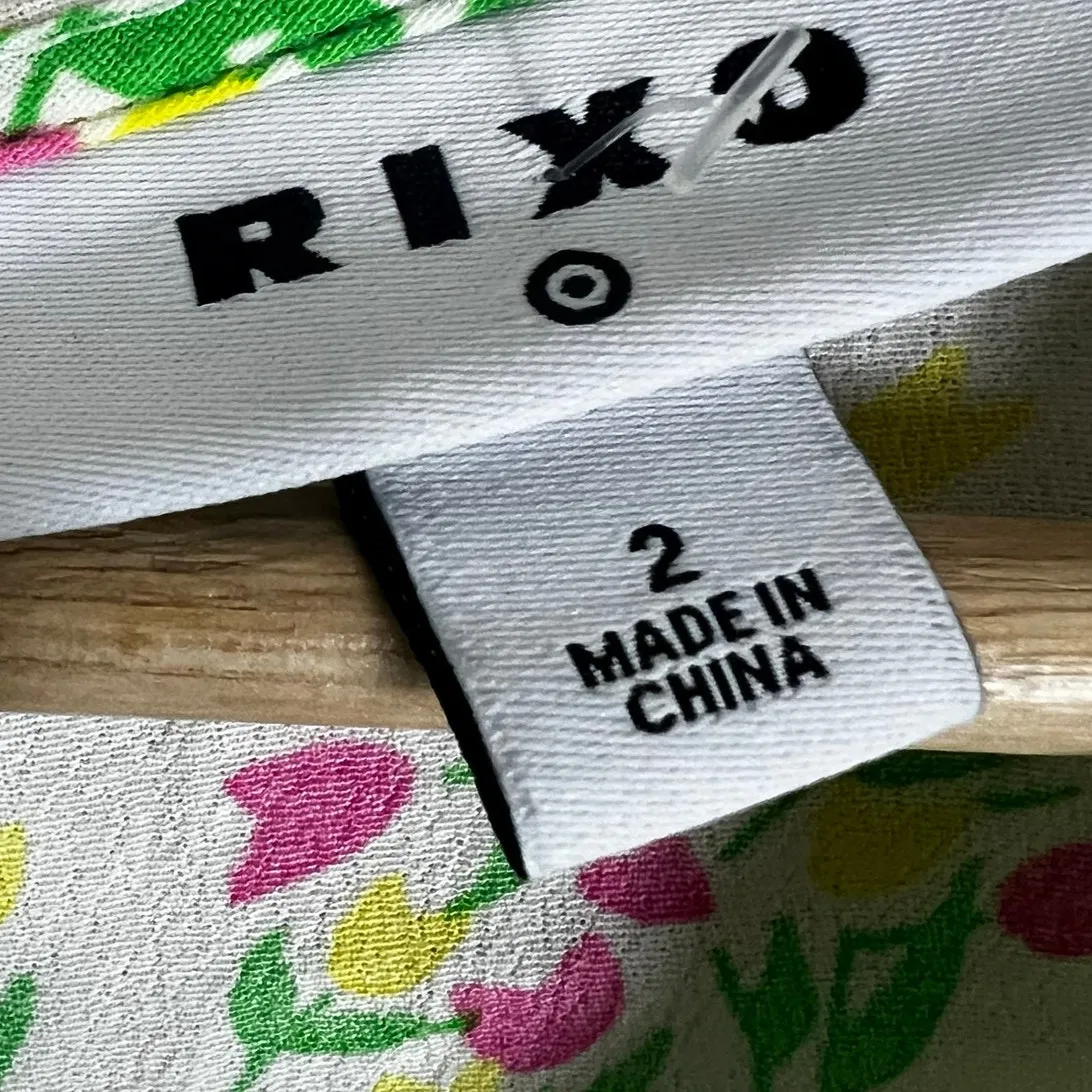 Rixo for Target Mini Dress Womens 2 Green Floral V - Image 5