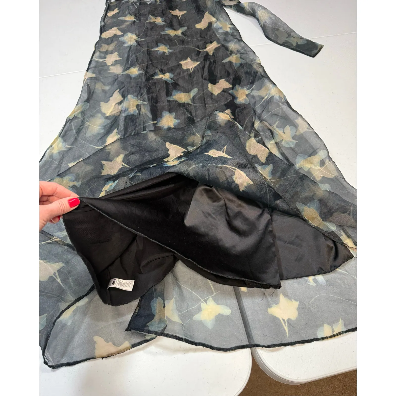 Staud ALBEE DRESS BOTANICAL
SHADOWS sheer maxi dress Small - Image 6