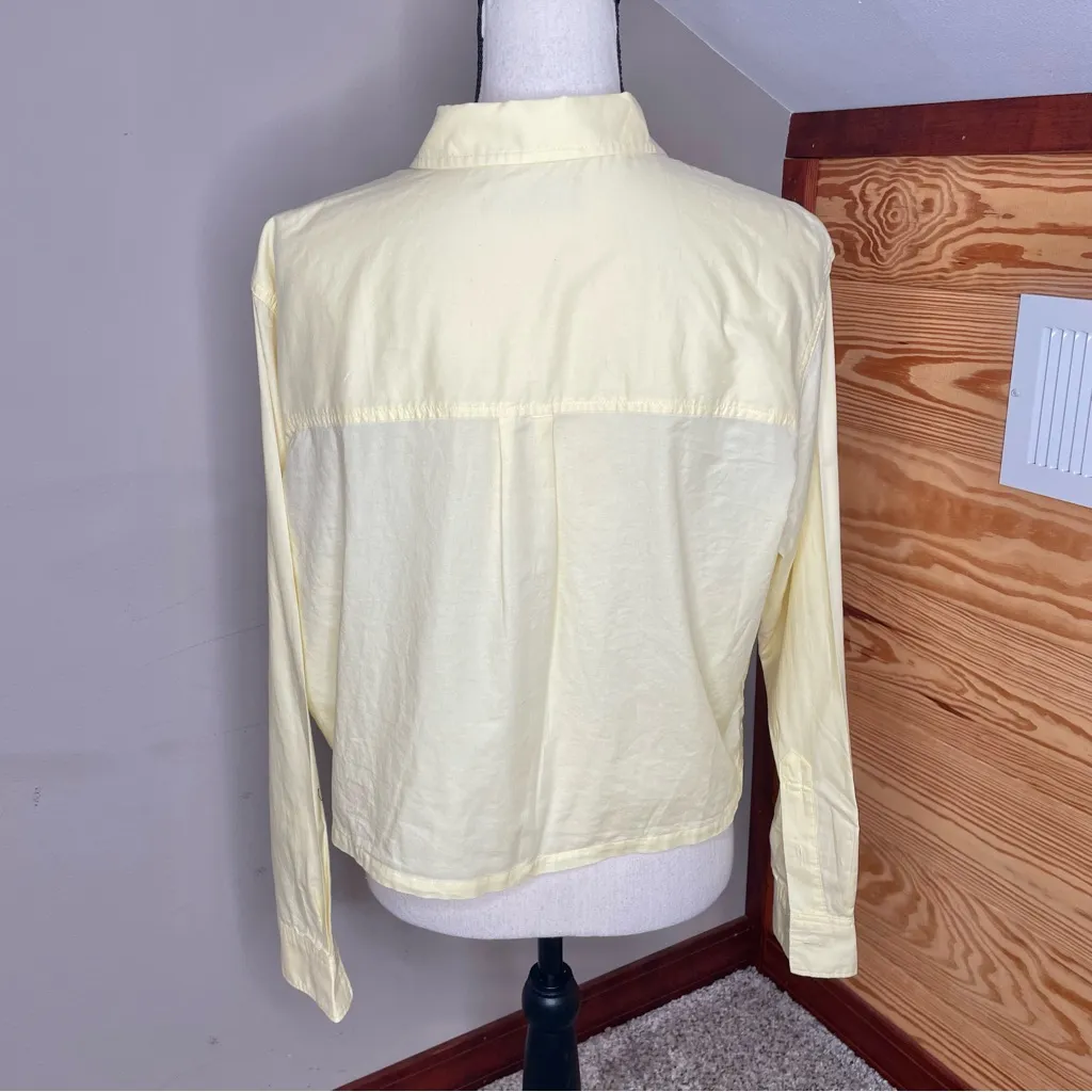 Everlane The Way Short Shirt Silky Cotton Button Up Long Sleeve Yellow Small S - Image 3