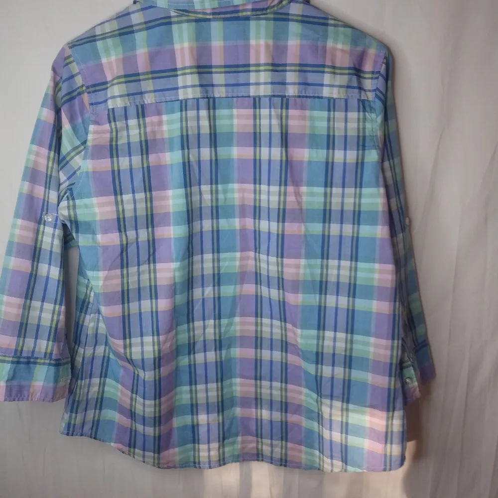 Caribbean Joe L Pink Blue Plaid Top L - Image 6