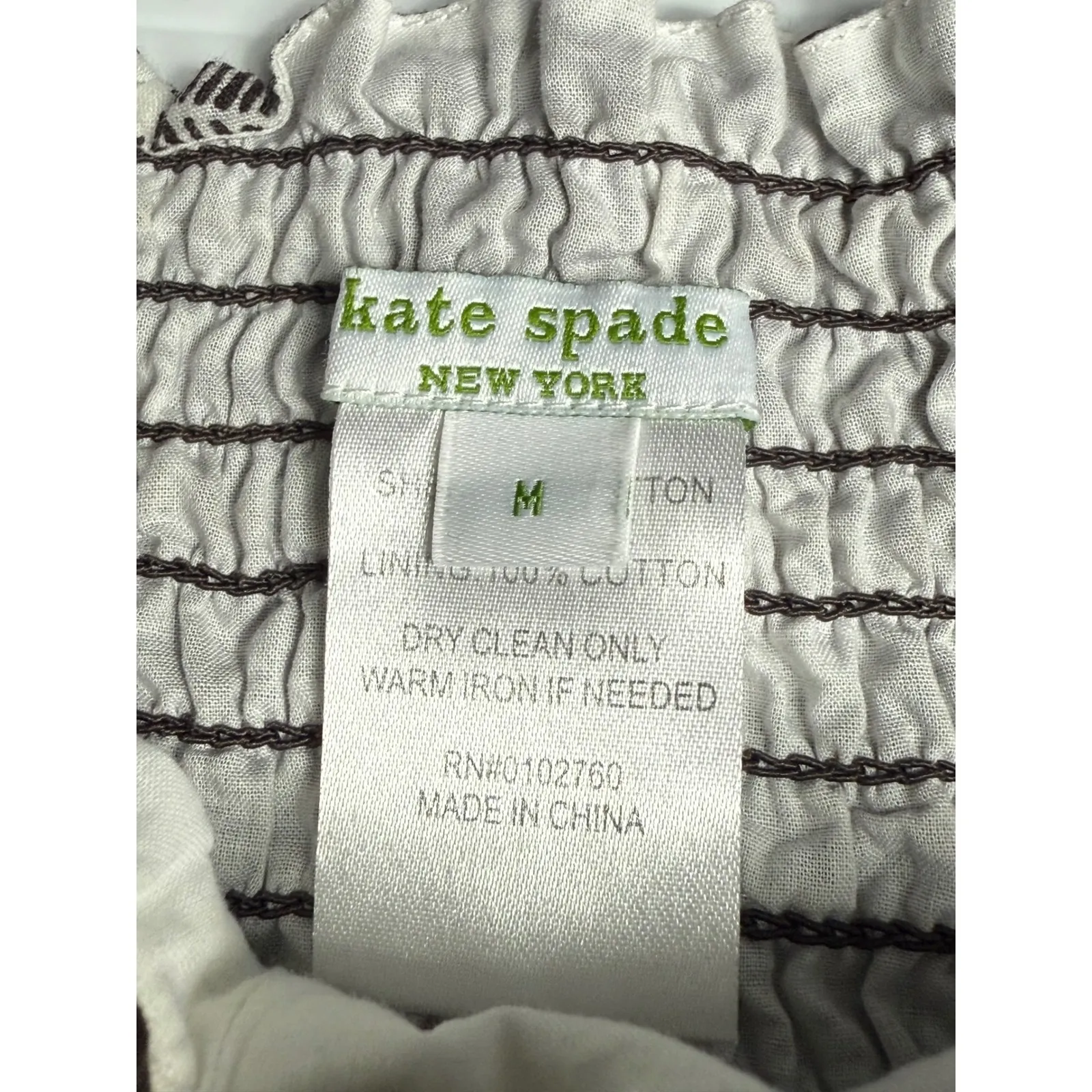 Kate Spade New York Sundress Brown Palm Tree Print Cotton Smocked Dress Medium‎ - Image 4