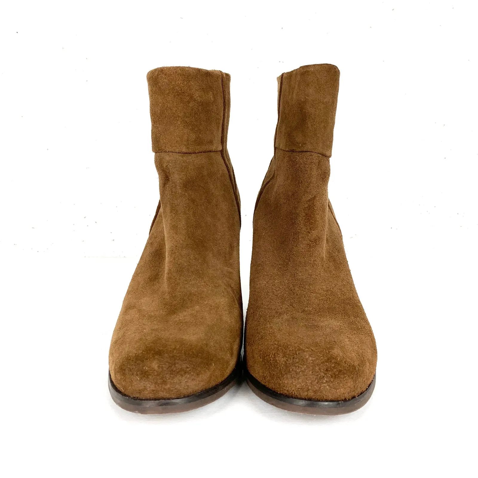 Arturo Chiang Womens Hadley Heeled Boots Brown Suede Ankle Back Zip Closure 9 - Image 2