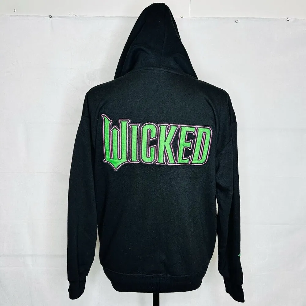 Wicked Movie Hoodie Sweatshirt Womens Sz S Full Zip Embroidery Black NWOT - Image 7