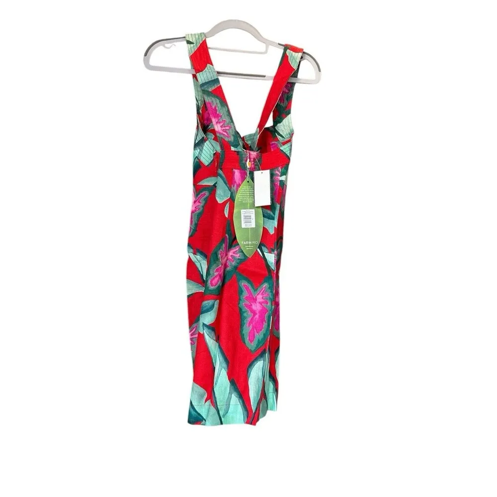 Farm Rio Women’s Summer Foliage Linen Minidress Sz Small New w/tag - Image 3