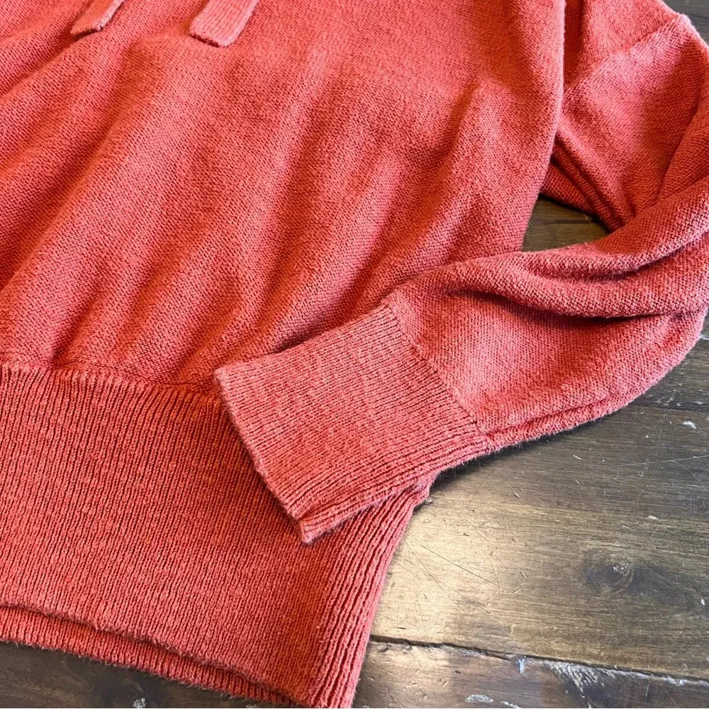 Madewell Clairview Hoodie Sweater Crop Sporty Short Textured Vintage Orange XXS - Image 9