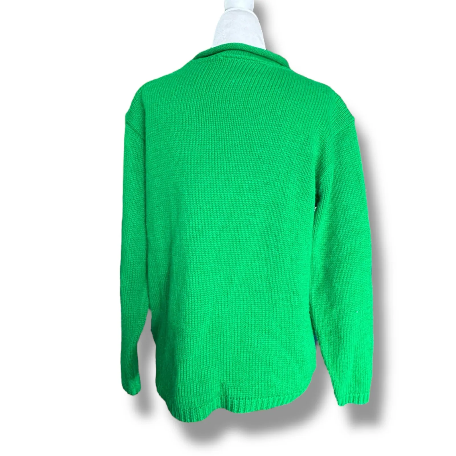 Vintage 80s Carly Blake Green Cable Knit Sweater Petite Medium Made in USA Size undefined - Image 3