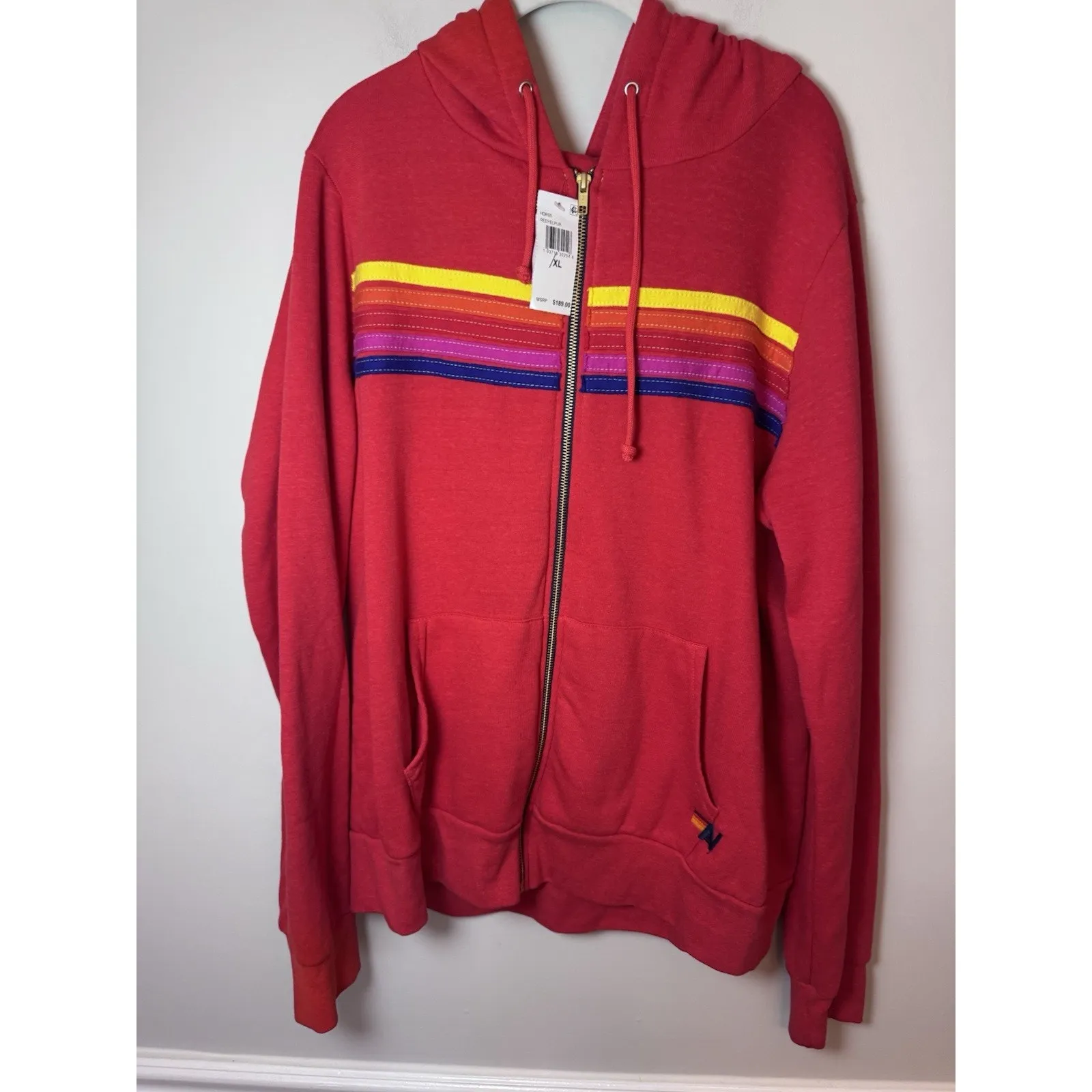 Aviator Nation Red 5 Stripe Zip Up Hoodie Sz XL NWT $189 - Image 4