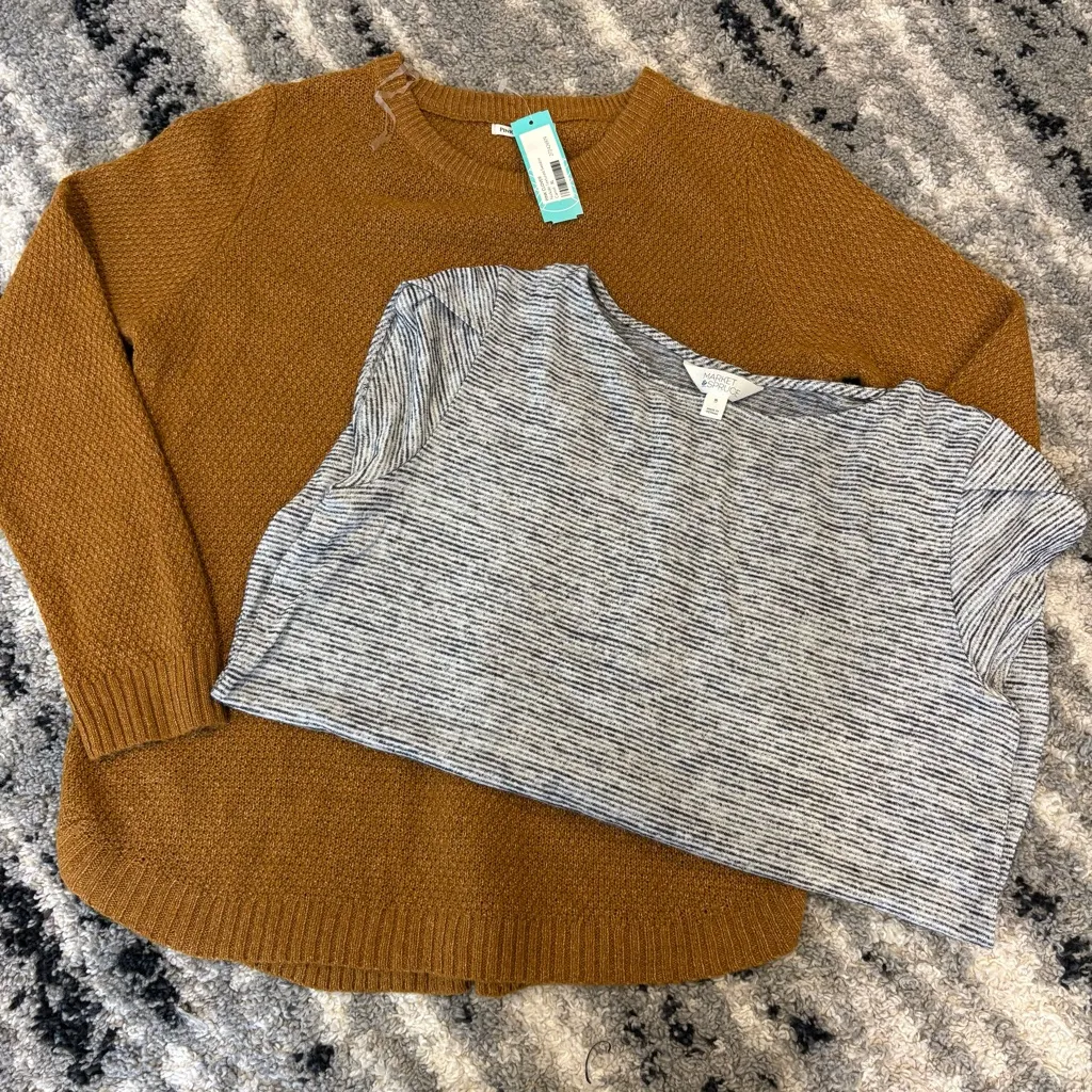 Stitch Fix Market & Spruce Woven Striped Top & Pink Clover Sweater Women’s XL - Image 2