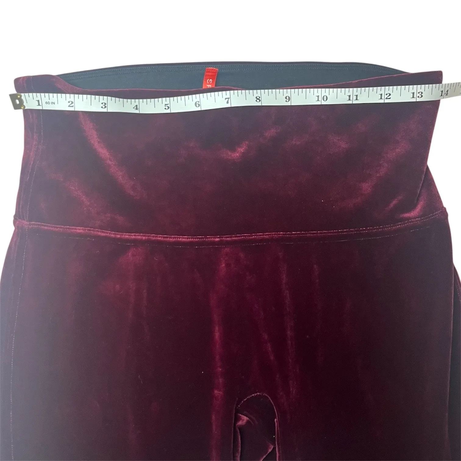 SPANX Burgundy Velvet Leggings High Waisted Stretch Pants Loungewear Large - Image 9