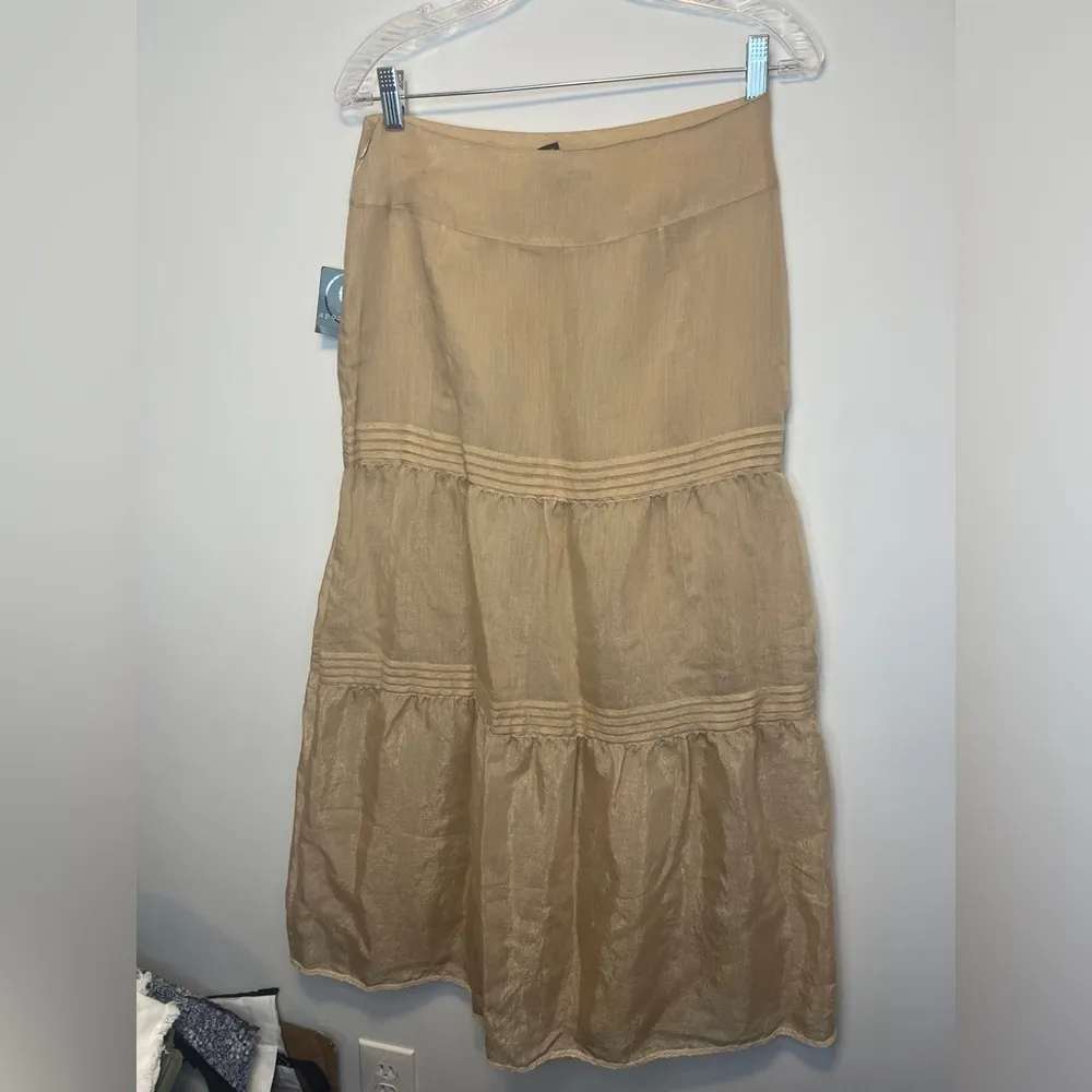 APOSTROPHE NWT Tiered Maxi Skirt Embellished w/Lace Tiered Sz 2 Boho Lined - Image 7