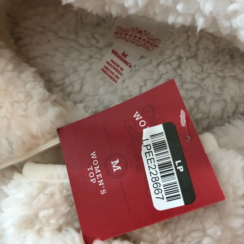 Wondershop Womens Fleece Sherpa Pullover Jacket 1/4 Zip White Size M Size M - Image 4