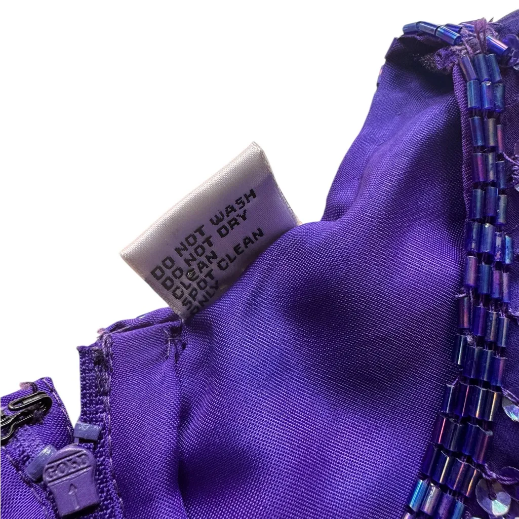 Laurence Kazar Vintage Beaded Purple Sequin Silk Party Dress Size XL in EUC - Image 8