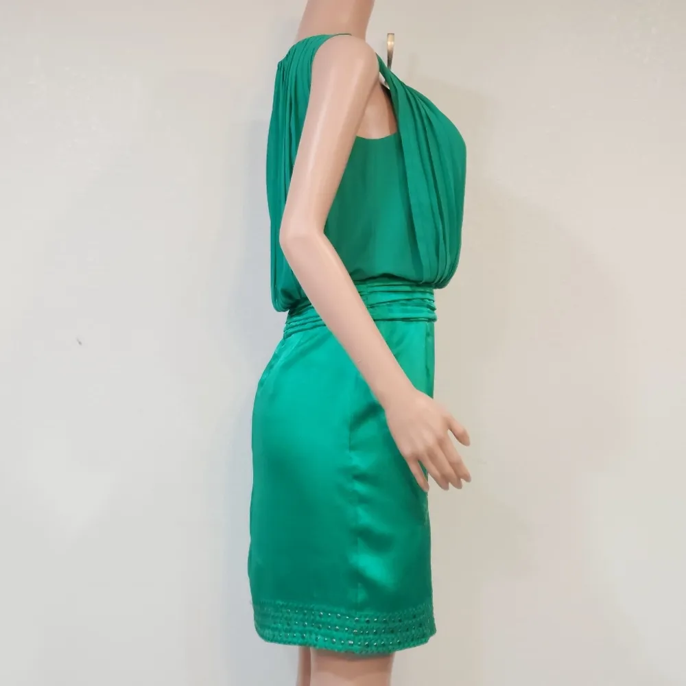 Vince Camuto Green Pleated Bodice Embellished Skirt Lined Dress Sz 4 - Image 12