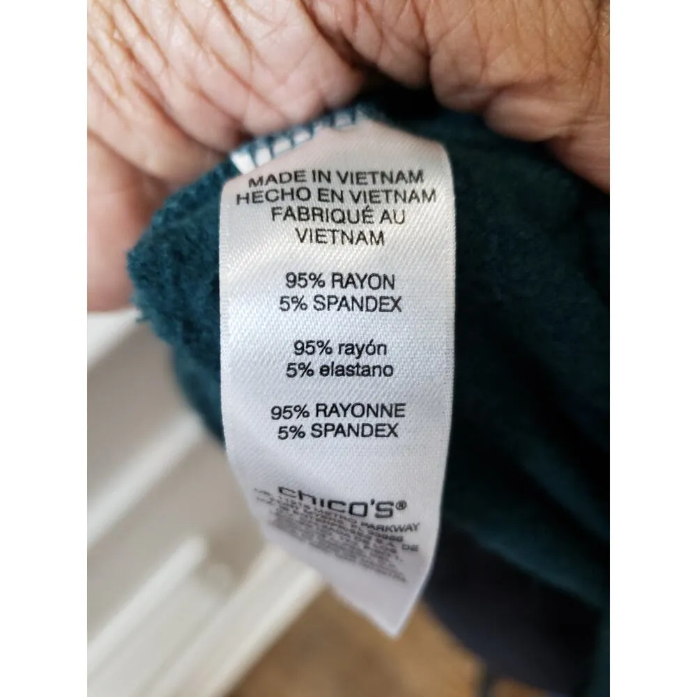 Women's Chico's Green Button-Detail Long Sleeve Top Size 2/L Pullover - Image 11