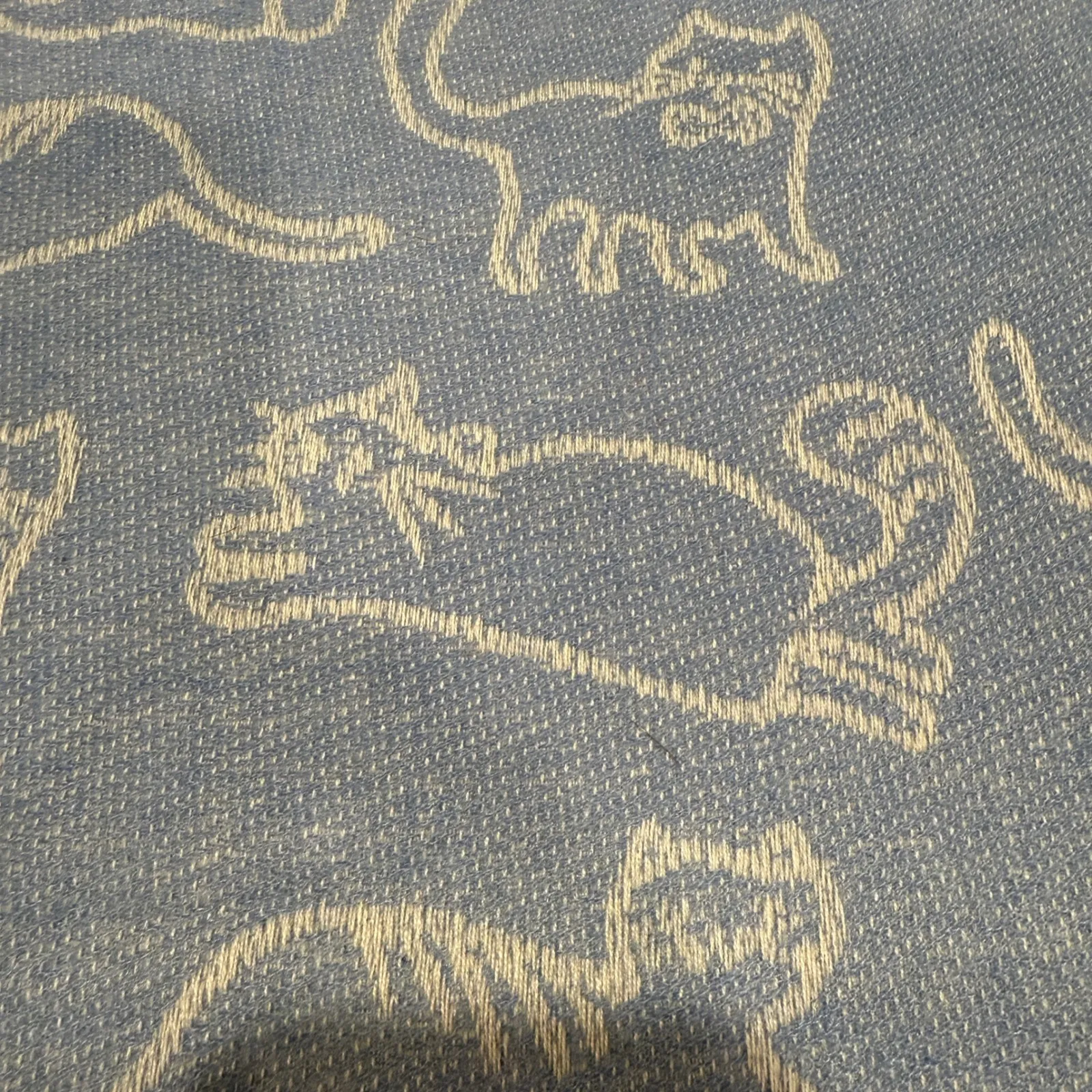 Blue Cat Print Scarf Shawl Lightweight Acrylic Cashmere Feel Fringe Women - Image 2