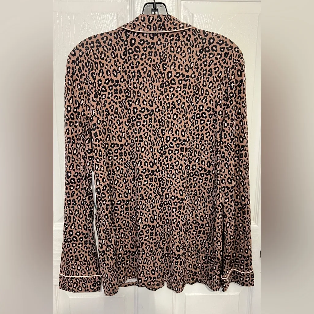 NORDSTROM Women's Brown Leopard Print Moonlight Eco Knit Pajamas Set Size M NEW - Image 4
