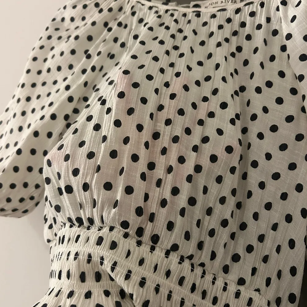 Moon River Polka Dot Puff Sleeve Maxi Dress - Image 3