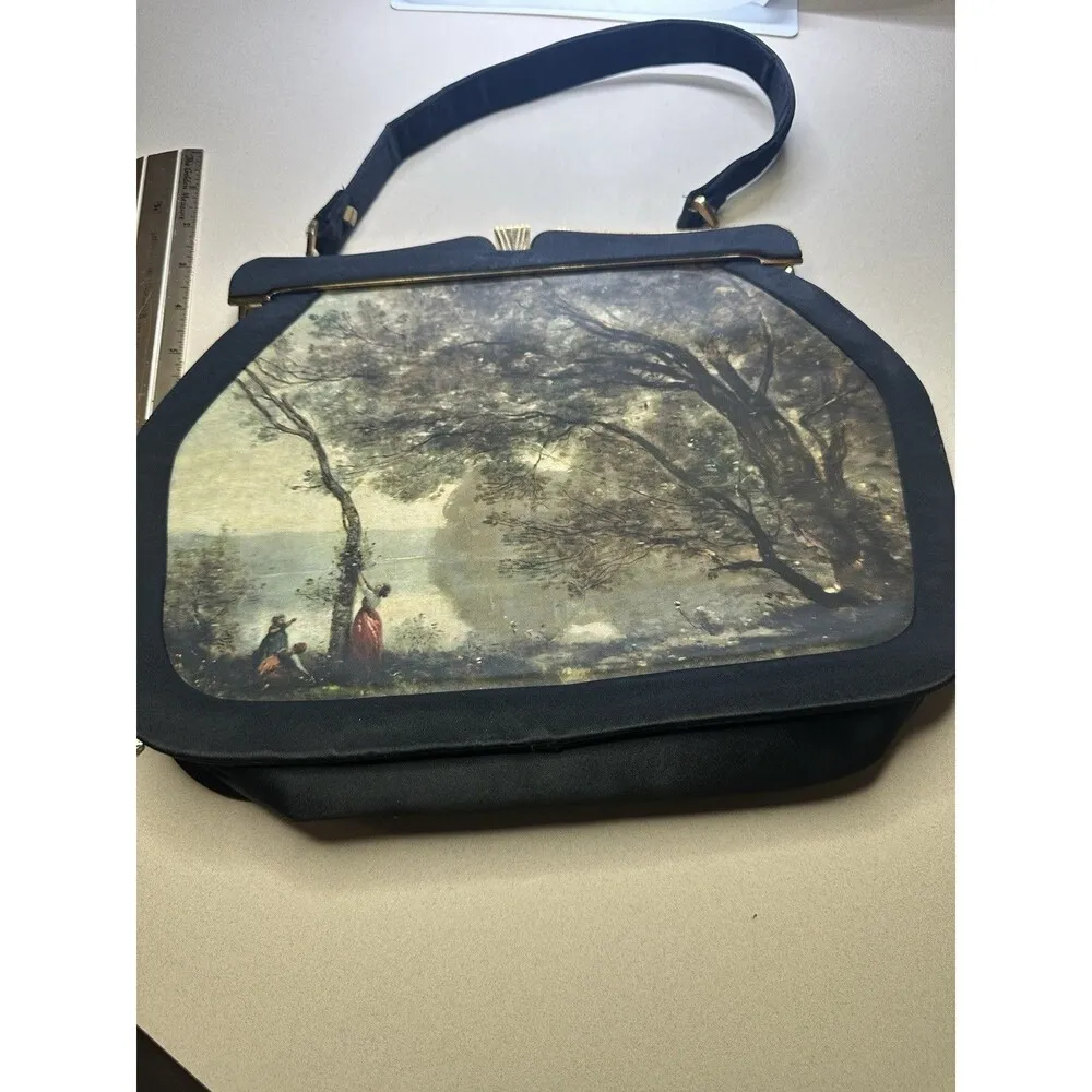 Jean Baptiste Camille Corot's painting, Souvenir de Mortefontaine Silk Handbag - Image 2