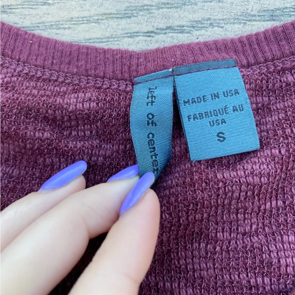 Anthropologie Left of Center Slub Knit purple maroon sweater long sleeve boho - Image 5