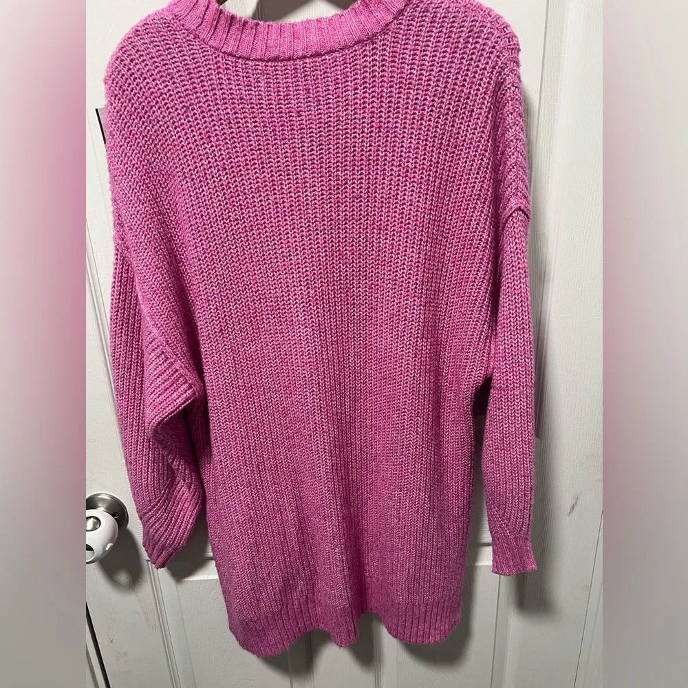 American Eagle Sweater Women’s M Long Pink Oversized Tunic Hi Lo Hem Slouchy - Image 4