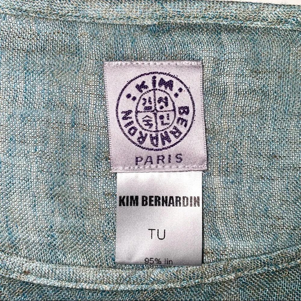 Kim Bernardin Paris Linen Green Goldish Lagenlook Top OS Size undefined - Image 3