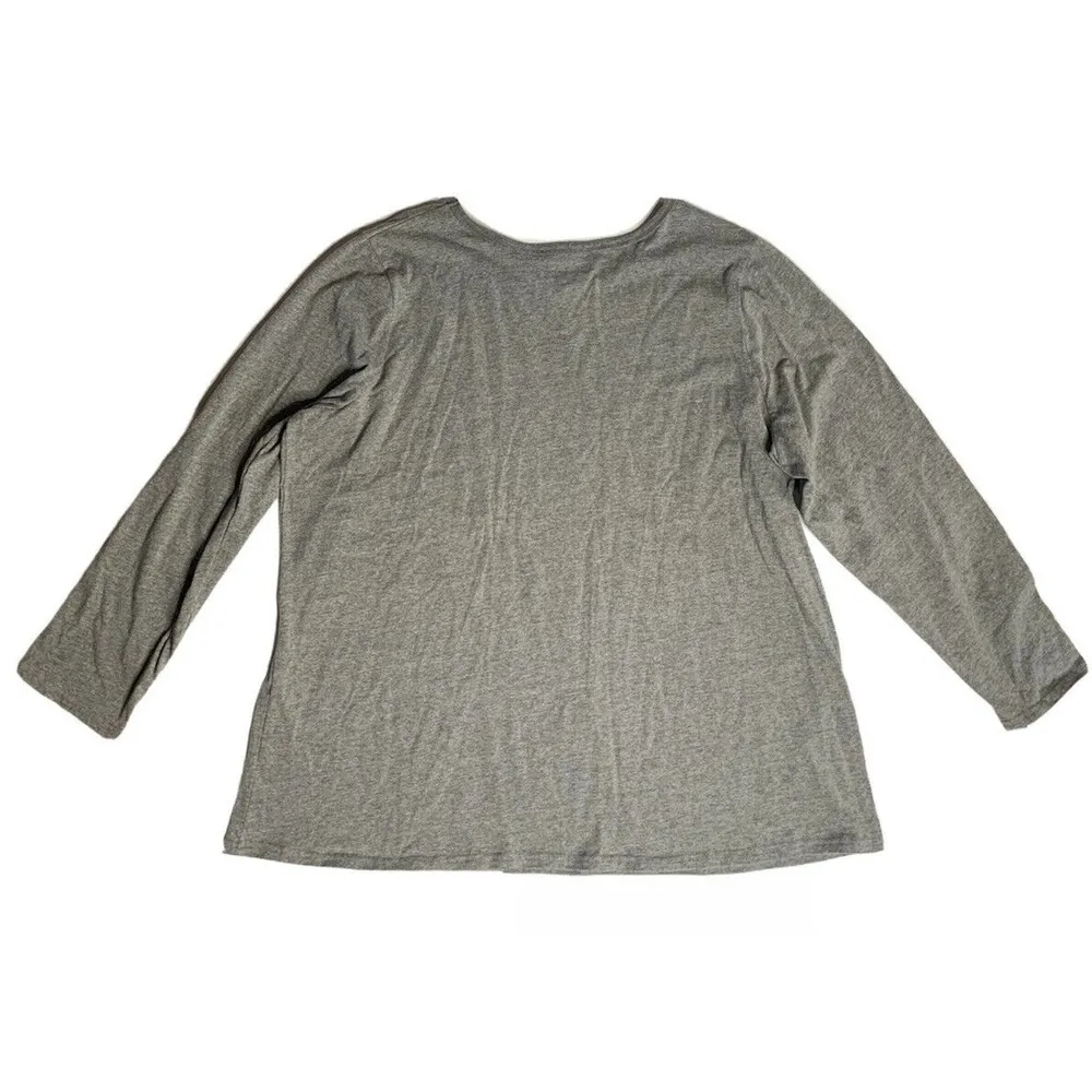 Woman Within Gray Dear Santa Christmas Puppy Dog Long Sleeve Shirt Size 22/24 1X - Image 4