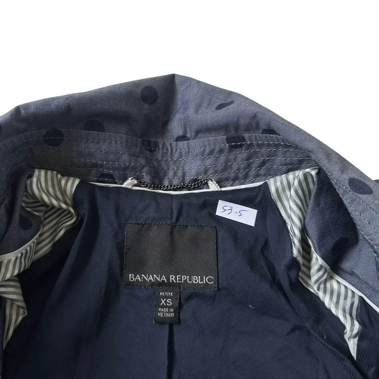 Banana Republic Blue Polka Dots Missing Belt Trench Coat Women's Size XS | 53-5 - Image 4