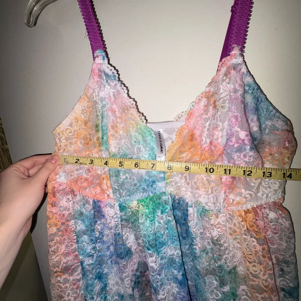 Torrid Curve Women’s Floral Rainbow Tie Dye Lace Babydoll Lingerie Size 1x - Image 5