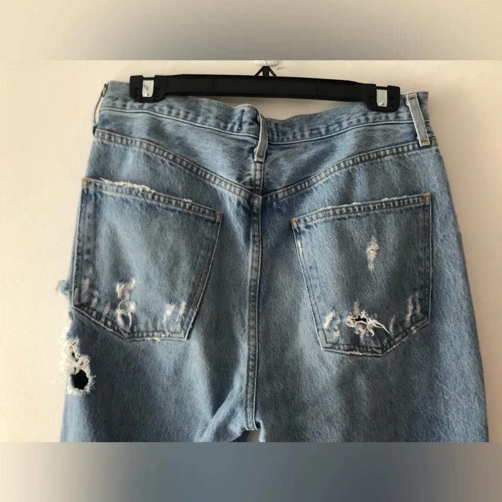 AGOLDE 90’s Mid Rise Loose Jean Heavily Distressed in Light Wash Blue Size 28 - Image 16