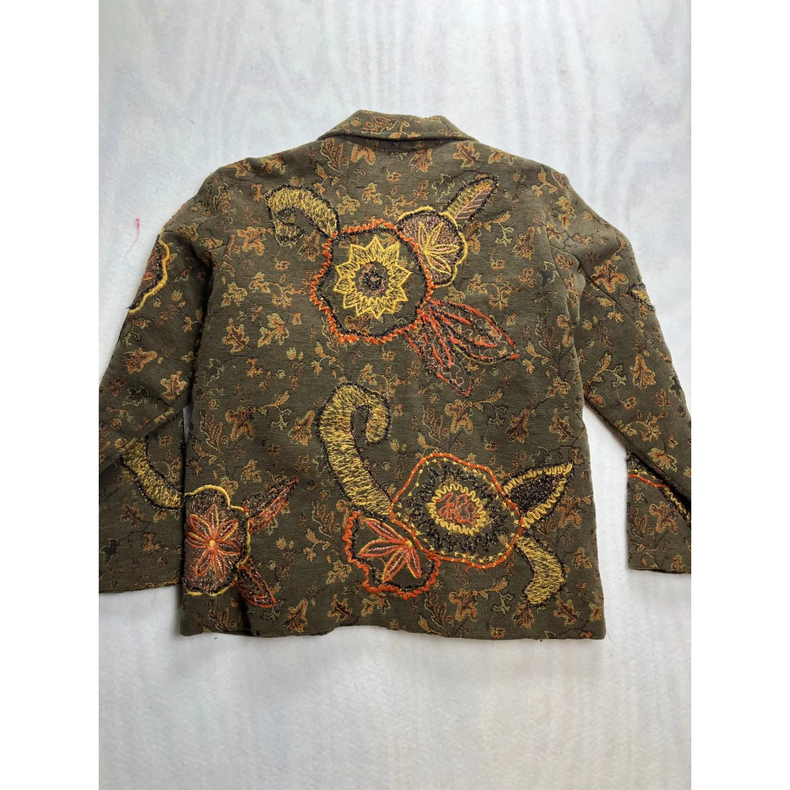 Coldwater Creek Embroidered Jacket Blazer Orange Lining Size 1X Boho Artsy - Image 11