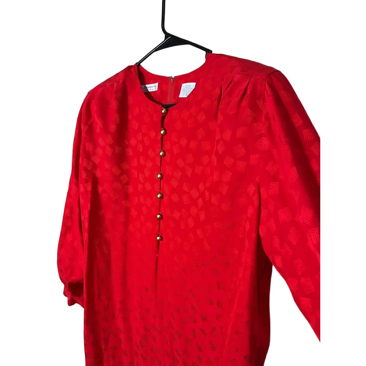 Liz Claiborne Dress Womens Size Petite 14 Red Midi‎ Vintage Silk - Image 5