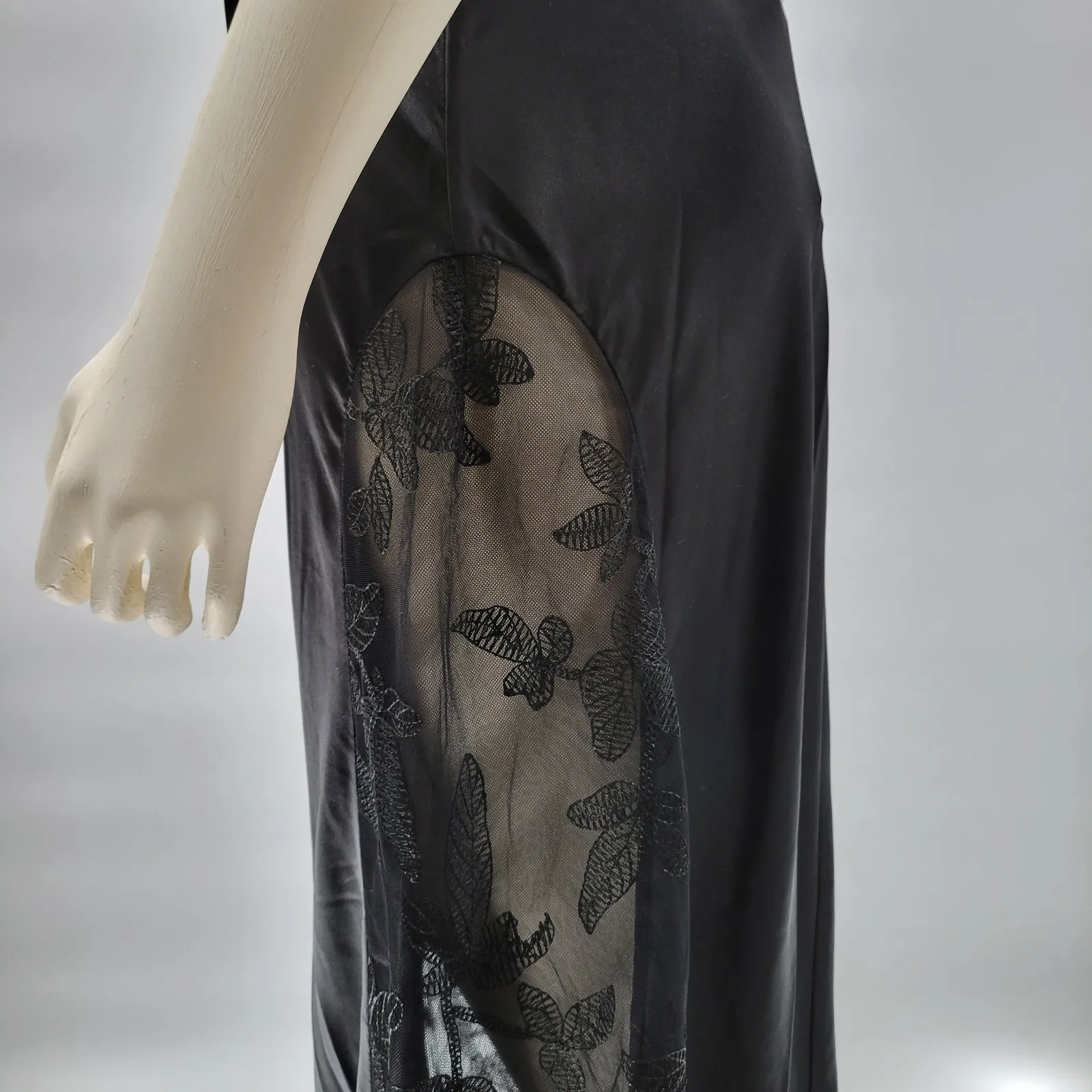 HHQ Maxi Slip Dress Size M Black Satin Lace Trim Spaghetti Strap Sexy NWT Size M - Image 15