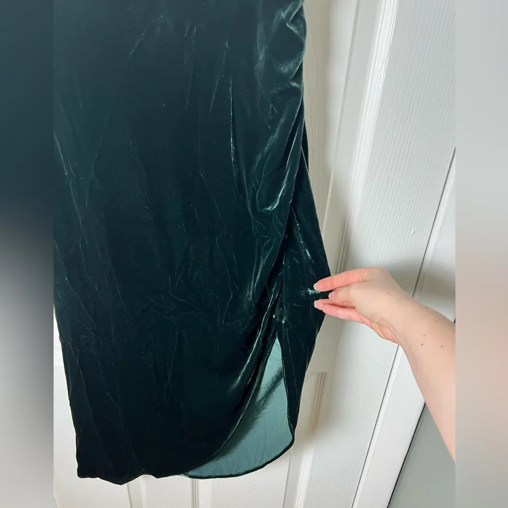 Veronica Beard Herst Satin Velvet Midi Skirt Emerald 8 - Image 4