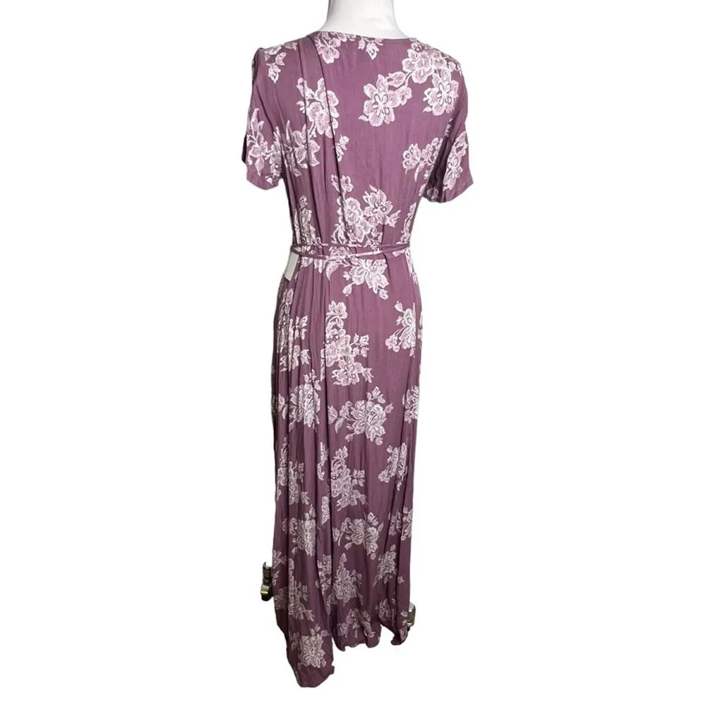 NWT Lulu’s Heart of Marigold Dusty Lavender Floral Print Wrap Maxi Dress Sz M - Image 5
