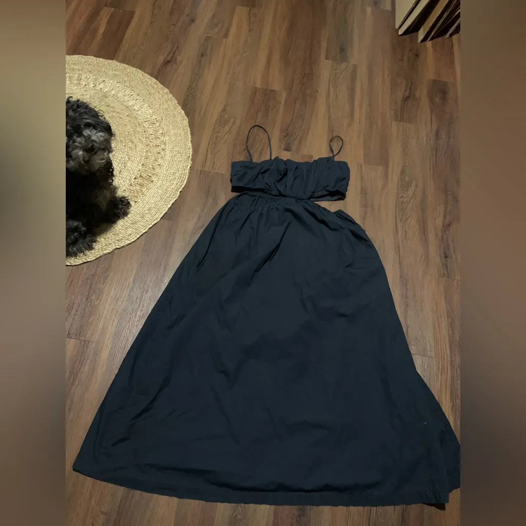 Abercrombie and Fitch black cotton maxi cut out dress casual fall formal boho XL - Image 2