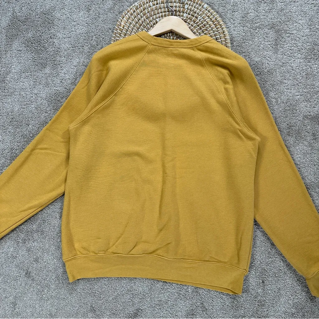 alpenglow Women’s Happiest Outside Crewneck Sweatshirt Longsleeve in Mustard XL Yellow - Image 8