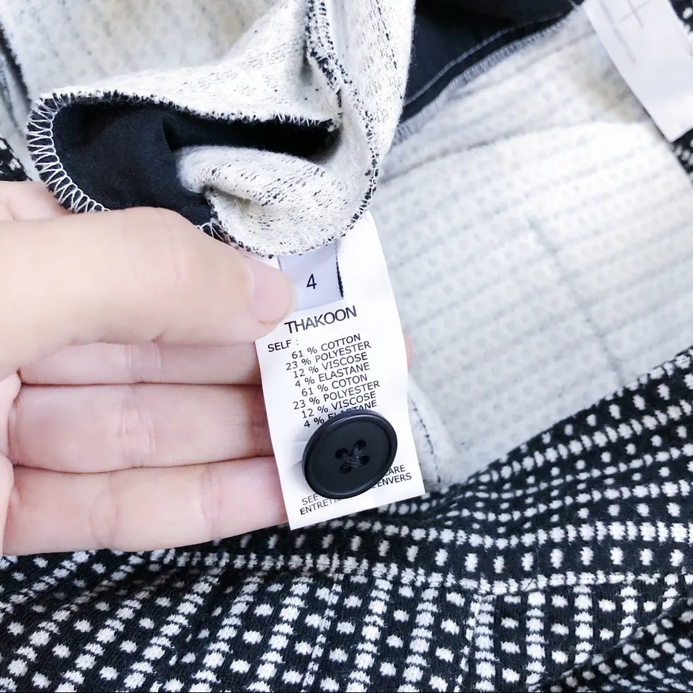 Thakoon • tapered black patterned pants ponte knit stretch skinny slim Size 4 - Image 5