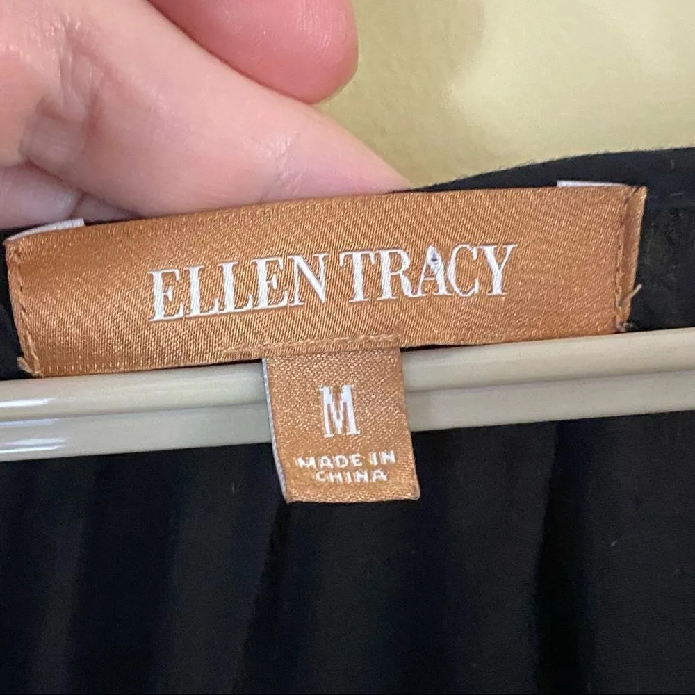 Ellen Tracy Sheer Back Black Cotton Rayon Sweater Size Medium - Image 9