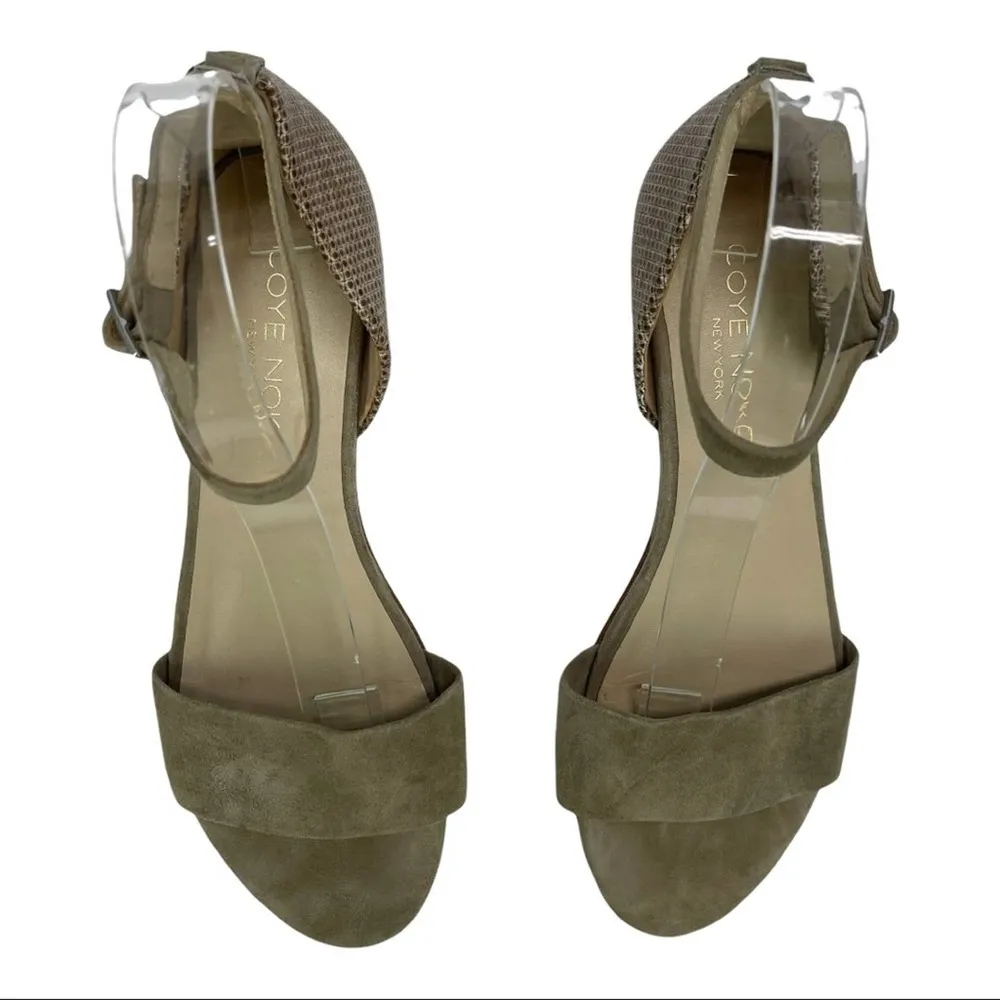 Tan Sandals Ankle Strap Coye Nokes Alexia Shoes Suede Leather Snakeskin Size 39 - Image 8